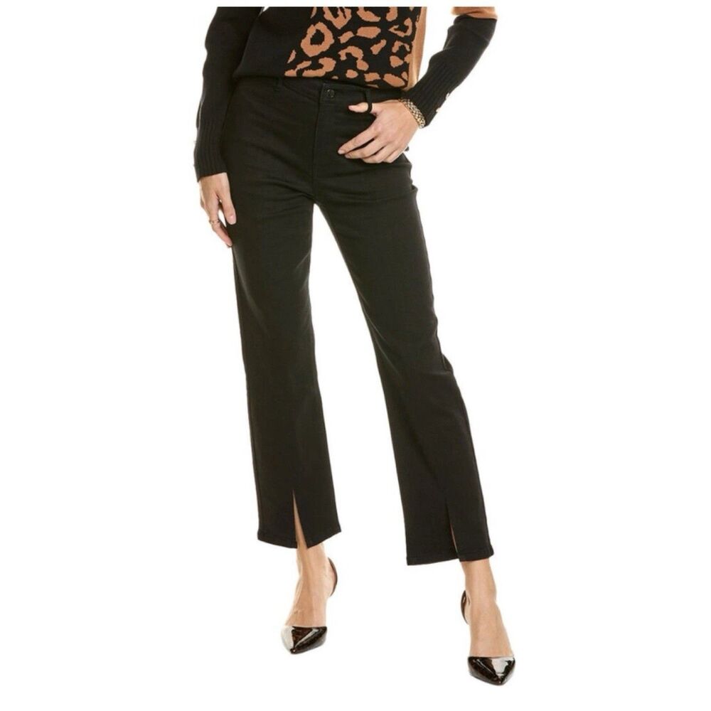 J. McLaughlin Rainey Jeans Womens Straight Leg Split Hem Black Size 4 NEW